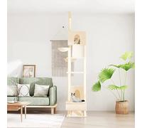 Teenpull Cat Scratching Post Ceiling Height Cream 277-303 cm with Sisal Scratching Posts, Plush Cover, Climbing Tree, Cat Furniture with Hammocks, Caves and Platforms for Indoor Cats to Play and Claw