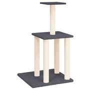 Teenpull Cat Scratching Post Climbing Tower with Sisal Scratching Posts and Soft Plush Dark Grey 85.5 cm Compact Stable for Indoor Home Living Room Modern Cat Furniture