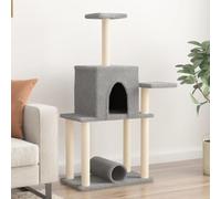 Teenpull Cat Scratching Post Climbing Tree with Sisal Scratching Posts and Plush Light Grey 122 cm Compact Cat Furniture Climbing Tower for Claw Care and Playing in the Living Room