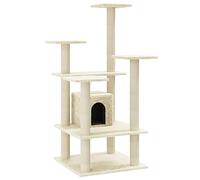 Teenpull Cat Scratching Post Climbing Tree with Sisal Scratching Posts and Plush, Wood Material 110 cm, Compact, Stable for Home, Indoor, Living Room, Corner, with Cave and Platform for Climbing