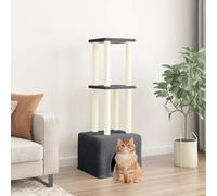 Teenpull Cat Scratching Post Climbing Tree with Sisal Scratching Posts Dark Grey 133.5 cm Plush Cat Furniture Indoor Compact Stable for Claw Care and Play in the Living Room