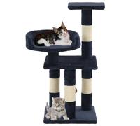 Teenpull Cat Scratching Post with Sisal Columns, 65 cm, Blue, Plush Cat Furniture with Climbing Tower, Scratching Barrel, Claw Care, Climbing and Playing for Indoor Home, Stable and Compact
