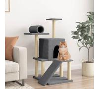 Teenpull Cat Scratching Post with Sisal Scratching Posts and Plush Cover 110.5 cm High Compact with Cave and Lying Surfaces for Climbing Claw Care Play in the Living Room