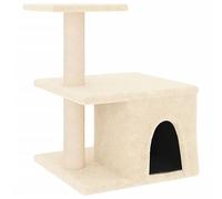 Teenpull Cat Scratching Post with Sisal Scratching Posts, Cream, 48 cm Height, Plush Covered, Compact Wood Material, Climbing Tower and Scratching Barrel for Claw Care and Playing in the Living Room