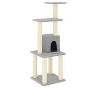 Teenpull Cat Scratching Post with Sisal Scratching Posts, Light Grey, 105 cm High Climbing Tower with Plush Lying Surface, Compact Climbing Tree for Claw Care, Play and Rest in the Home and Living