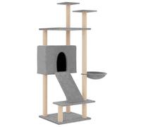 Teenpull Cat Scratching Post with Sisal Scratching Posts, Light Grey, 153 cm, Wood Material, Plush, Multi-Level Climbing Tower, Cat Furniture, Indoor, Living Room, Modern, Sturdy, Compact for Claw
