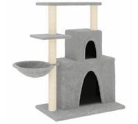 Teenpull Cat Scratching Post with Sisal Scratching Posts Made of Wood Material and Plush, 83 cm High, Compact, Stable with Climbing Tower, Scratching Barrel, Cave and Hammock for Indoor Cat Furniture