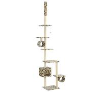 Teenpull Cat Tree with Sisal Scratching Posts and Plush Cover, 260 cm High, Climbing Tower with Scratching Barrel, Cave, Hammock, Sturdy Climbing Tree for Cats, Modern Cat Furniture for Living Room