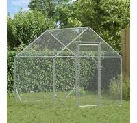 Teenpull Chicken Cage Silver Galvanised Steel 400 x 170 x 177 cm Weatherproof Robust Large Small Animal Hutch with Door for Garden Outdoor Enclosure and Rodent Cage Ideal as a Rabbit Hutch and Guinea