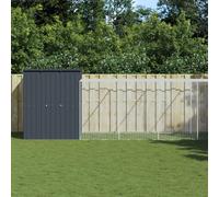 Teenpull Chicken Cage with Run Galvanised Steel Anthracite 165 x 1271 x 181 cm, Weatherproof Small Animal Enclosure, Metal Hutch for Garden, Outdoor and Indoor, Space-Saving and Robust