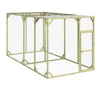 Teenpull Chicken Coop Solid Pine Wood 200 x 400 x 200 cm with Waterproof Polyester Roof, Lockable Door and Galvanised Wire Mesh for Outdoor Small Animal Hutch in the Garden