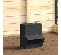 Teenpull Chicken Feeder Black Cold-Rolled Steel 35 x 20.5 x 43.5 cm with Roof and Lid Handle for Indoor and Outdoor Use, Weatherproof, Waterproof, Durable
