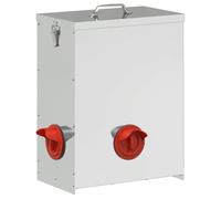 Teenpull Chicken Feeder Silver Galvanised Steel 32.5 x 20.5 x 43 cm with 25 kg Capacity Weatherproof and Durable for Garden Patio Modern Feeding Station with Lid Lock