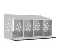 Teenpull Chicken Nesting Box with 4 Compartments Made of Galvanised Silver Metal, Robust Weatherproof Enclosure for Garden and Outdoor, Compact Space Saving with Ventilation, Suitable for Indoor and