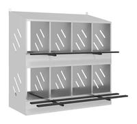 Teenpull Chicken Nesting Box with 8 Compartments Made of Galvanised Silver Metal Robust Weatherproof for Indoor and Outdoor Use High Comfort Compact Space Saving with Perches and Ventilation Holes