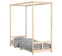 Teenpull Children's Bed Solid Pine 80 x 200 cm with Canopy Design, Wooden Slats for Stability, Suitable as Baby Bed and Nursery Furniture, Modern Scandinavian Single Bed