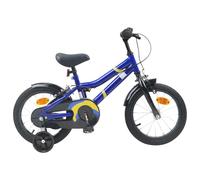 Teenpull Children's Bicycle 14 Inch Steel Frame Blue White with Mudguard and Bell for 3-5 Years, Single Speed City Bike for Outdoor, Leisure and Safe Rides in the Off-Road