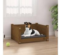 Teenpull Dog Bed Honey Brown Solid Pine Wood 55.5 x 45.5 x 28 cm Rectangular Dog Cushion with Side Walls Non-Slip and Gentle on the Joints for Living Room Bedroom and Travel Relaxation
