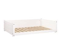 Teenpull Dog Bed White Solid Pine Wood 105.5 x 75.5 x 28 cm with Non-Slip Cuddly Cushion, Removable Washable Cover, Joint-friendly Memory Foam for Relaxed Dogs in the Living Room and