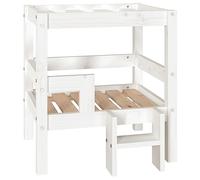 Teenpull Dog Bed White Solid Pine Wood 55.5 x 53.5 x 60 cm with Cuddly Dog Cushion and Non-Slip Joint-friendly Sleeping Area for Living Room and Bedroom
