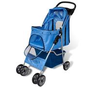 Teenpull Dog Buggy 15 kg Load Capacity Blue Foldable with Aluminium Frame, Breathable Mesh and Oxford Fabric, Compact Pet Buggy for Travel, Outdoor Trips and City Walks