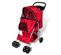 Teenpull Dog Buggy Red with Metal Frame, Water-Repellent and Robust, Foldable and Smooth for Travel, Veterinarian Visit and Holiday, Space-Saving with Agile Fabric and Mesh