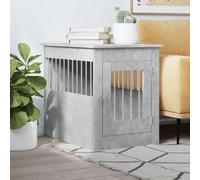 Teenpull Dog Cage Furniture Style Concrete Grey 55 x 80 x 68 cm Wood Material with Steel, Lockable Door, Modern Dog Box as Side Table, Compact Retreat for Indoor and Outdoor Use