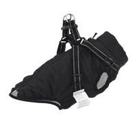 Teenpull Dog Coat with Integrated Harness, Waterproof, Black, L32, Reflective, Adjustable, for Winter, Autumn, Walking, Outdoor Warmth, Fleece, Comfort