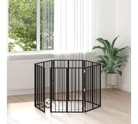 Teenpull Dog Gate 6 Pieces Black 60 x 80 cm Galvanised Steel Foldable with Grid Panels for Puppy Run and Dog Run in the Garden Patio Yard Safe Protection