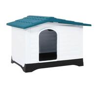 Teenpull Dog Kennel Blue Durable Polypropylene 90.5 x 68 x 66 cm Weatherproof with Raised Base Plate and Ventilated Back Ideal as an Outdoor Retreat for Dogs in the Garden and on the Patio