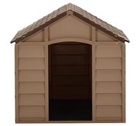 Teenpull Dog Kennel Brown Made of 100% Polypropylene Plastic 71 x 71.5 x 68 cm Weatherproof and UV-Resistant Compact Retreat for Small Dogs Ideal for Garden, Patio and Indoor Use