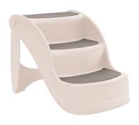 Teenpull Dog Stairs with 3 Steps Folding Cream Plastic 50 x 38 x 38 cm Compact Non-Slip for Sofa Car Boot Joint Gentle as Entry Aid for Small Pets
