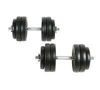 Teenpull Dumbbell Set 30 kg with 12 Plastic Coated Weight Plates 2 x 15 kg Dumbbell 45 cm Handle with Spinlock Collars Strength Training for Muscle Building Home Training Fitness Workout