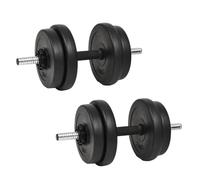 Teenpull Dumbbell Set 40 kg with Steel Bars and Non-Slip Handle, 12 Concrete Weight Plates with Plastic Coating, Spinlock Collar, Versatile for Strength Training, Muscle Building, Fitness