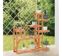Teenpull Flower Stand 110x25x111 cm, Solid Fir Wood, Multi-Tiered Plant Shelf for Indoor Outdoor Garden Patio Display