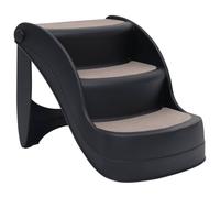 Teenpull Foldable Dog Stairs with 3 Steps, Black, Non-Slip and Compact, Made of PP Plastic with Felt Mats, Space-Saving, for Sofa, Bed, Car and Entry Aid