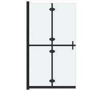 Teenpull Foldable Walk-in Shower Screen Made of ESG Safety Glass Matted 80 x 190 cm Frameless with Aluminium Frame Black Space Saving Barrier-Free for Bathroom Wet Room Splash Guard
