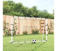 Teenpull Football Rebounder White Black with Powder-Coated Steel Frame and PE Net 184 x 61 x 123 cm Foldable Portable for Training Shooting Exercise Leisure Club School Garden