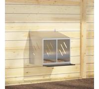 Teenpull Galvanised Metal Chicken Nesting Box with 2 Compartments Weatherproof Robust 54 x 64 x 60 cm Ideal for Garden and Outdoor Space Saving with Perches and Ventilation Holes