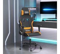 Teenpull Gaming Chair Black Orange Fabric with Massage Function, Swivel Chair with Height Adjustment, Lumbar Support, Rocker Function, Armrest, Wheels, for Gaming and Streaming Comfort