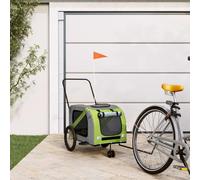 Teenpull Green and Grey Oxford Fabric and Iron Folding Bicycle Trailer with Mesh Fabric Lightweight and Compact 134 x 68 x 72 cm Ideal for City, Outdoor and Travel