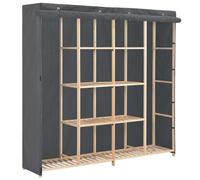 Teenpull Grey Fabric Wardrobe with Solid Fir Wood Frame, 173 x 40 x 170 cm, Space-Saving with Clothes Rail and Shelves for Bedroom and Dressing Room Storage Space