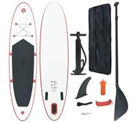 Teenpull Inflatable Stand Up Paddle Surfboard SUP in Red White with Aluminium Paddle and Fins for Beginners Adults Water Sports on the Lake Sea River Camping Holiday with Carry Bag and Accessories