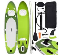 Teenpull Inflatable SUP Board Green 300 x 76 x 10 cm with Pump, Paddle, Leash and Bag for Standup Paddleboarding, Water Sports, Yoga, Touring, Camping by the Lake, River and Sea