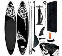 Teenpull Inflatable SUP Board Set 305 x 76 x 15 cm Black with Paddle, Pump, Fin, Lead for Standup Paddleboard, Water Sports, Surfing, Touring, Yoga, Fitness, Family, Holiday by the Lake Sea