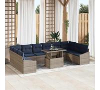 Teenpull Modular Garden Sofa Lounge Sofa Outdoor Sofa Patio Sofa Balcony Sofa Patio Sofa Set with Cushions, Poly-Rattan and Powder Coated Steel, 11 Piece Seating Group for Terrace, Garden, Balcony