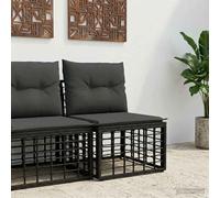Teenpull Modular Outdoor Sofa without Armrests Black Poly Rattan Weatherproof with Cushion 62 x 55 x 69 cm Garden Sofa Patio Sofa Balcony Sofa for Garden Patio Balcony Lounge Corner