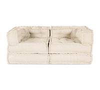 Teenpull Modular Sofa Set, Fabric, Cream, 140 x 70 x 56 cm, 2-Piece, Breathable Seat Cushions and Seat Cushions for Living Room, Balcony, Patio, Indoor and Outdoor, Soft and Non-Slip