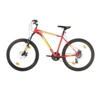 Teenpull Mountain Bike 21 Speed 27.5 Inch Wheel 42 cm Steel Frame Red with Aluminium Rims for Terrain and Leisure, Disc Brakes, Adjustable Saddle Height, Trekking Bike for Outdoor and Cycling