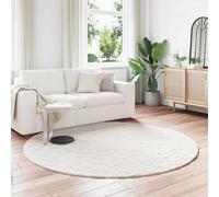 Teenpull Olite Faux Fur Rabbit Rug, Cream, Round, Diameter 160 cm, Extra Soft, Durable Polyester for Living Room, Bedroom, Warm Cosiness